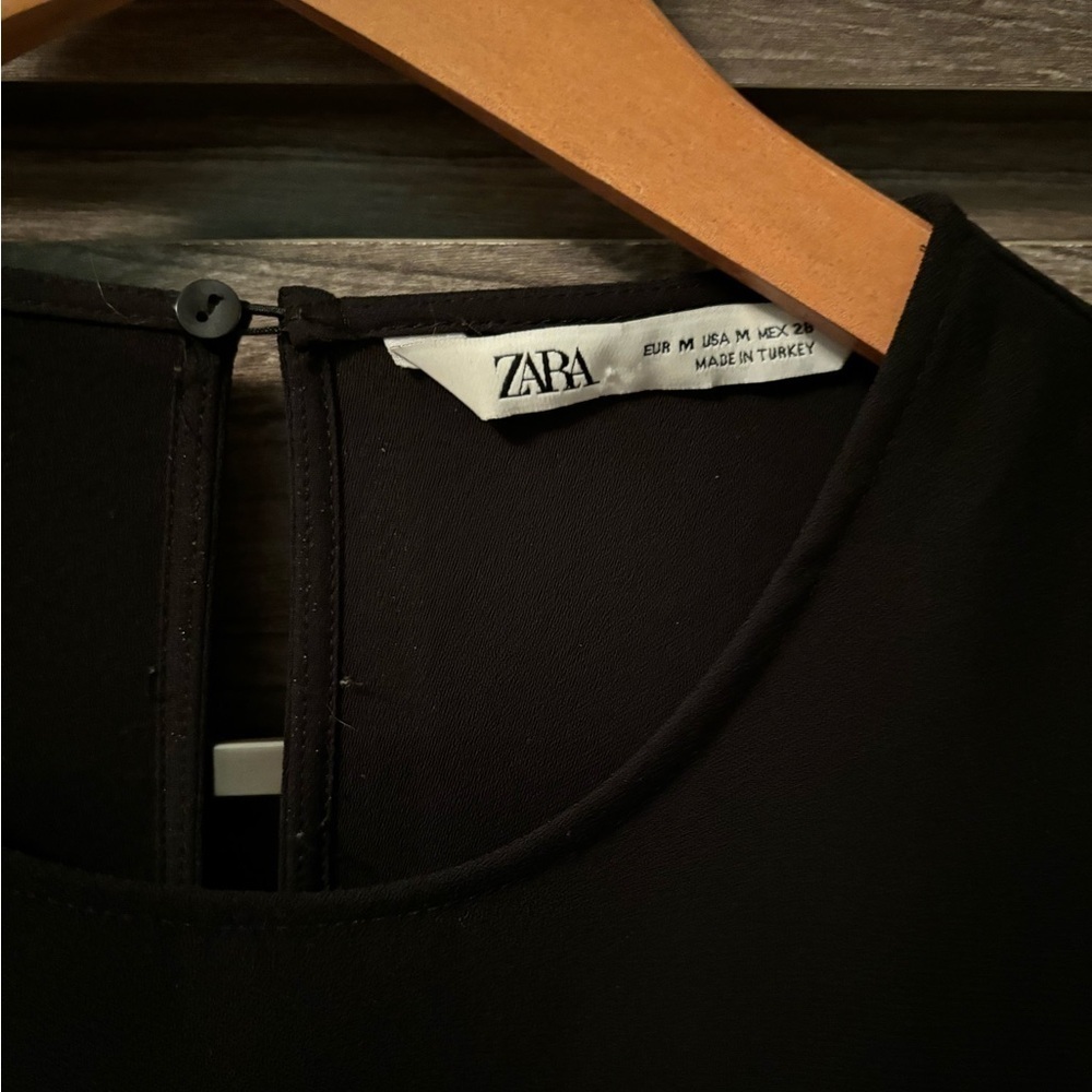 Zara Black Pleated Blouse Medium - Picture 2 of 3